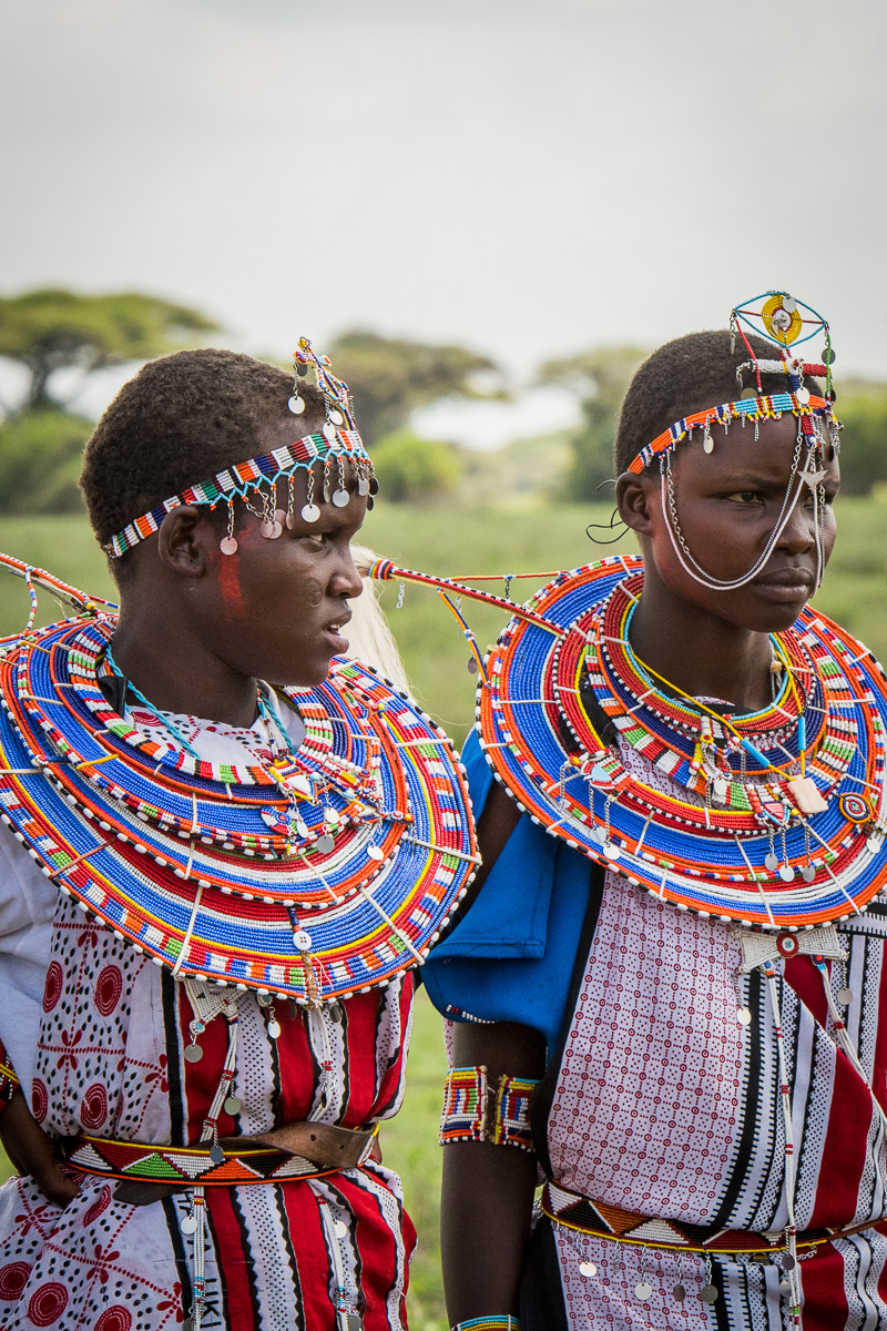 These young Maasai girls wear their most intricate, colorful beads in hopes of attracting a suitor amongst the morans.